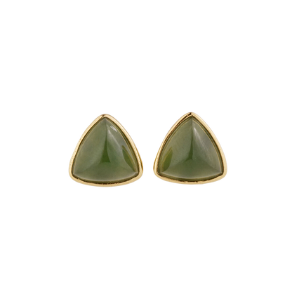 【8-24 JEWELRY】Triangular jasper inlaid with S925 silver earrings